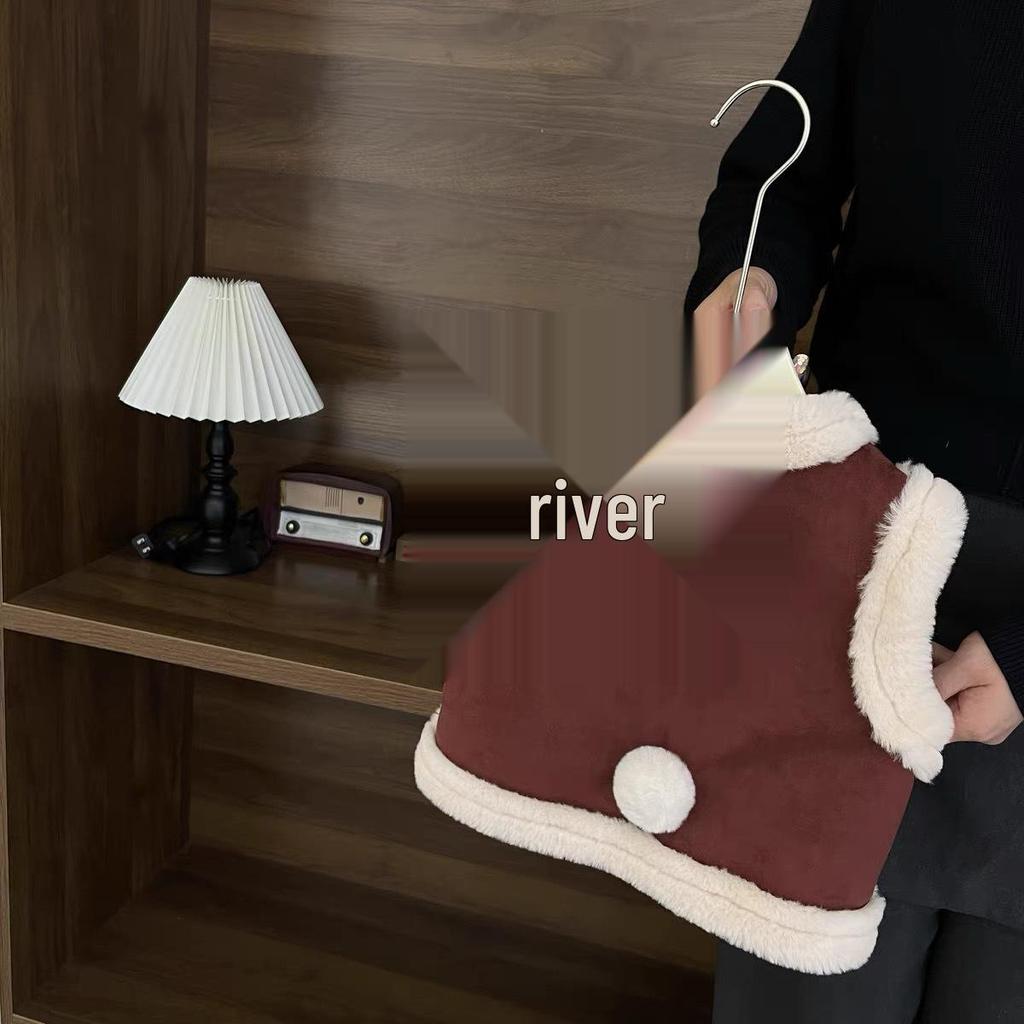 Chic Lambswool-Lined Suede Fleece Vest for Baby Girls - Winter Korean-Style Warmth