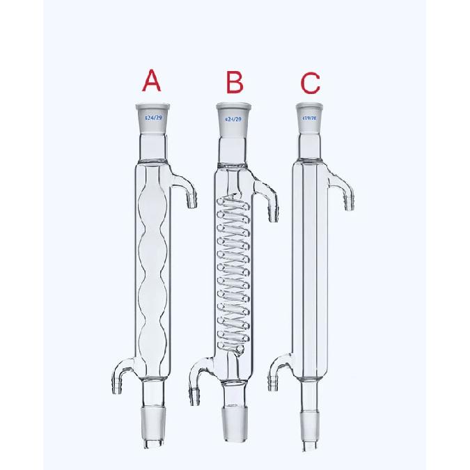 200mm 19/26 24/29 glass straight condenser tube spherical condenser tube serpentine condenser tube
