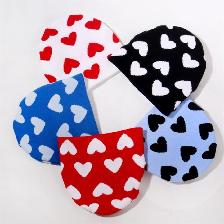 Winter Teen Beanies Hat Elastic Windproof Heart Pattern Hat Ear Protector Hat Adult Winter Cycling Skiing Accessories