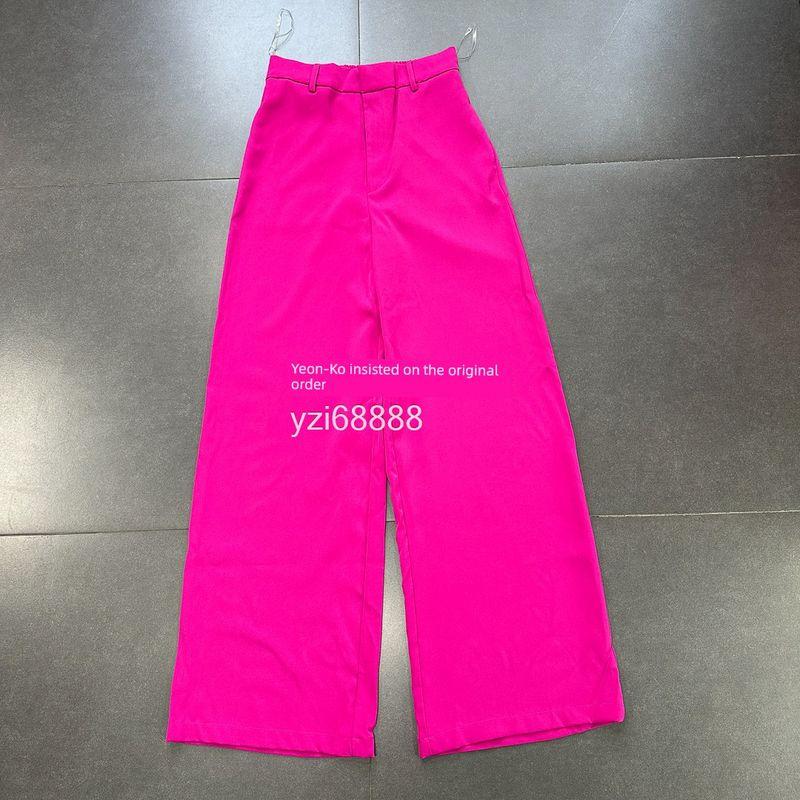 

Yanzi Export Pure Ent * O High-Texture Suit Pants Commuting Elegant Capable High Waist Straight-leg Chiffon Pants Rose-red trousers M