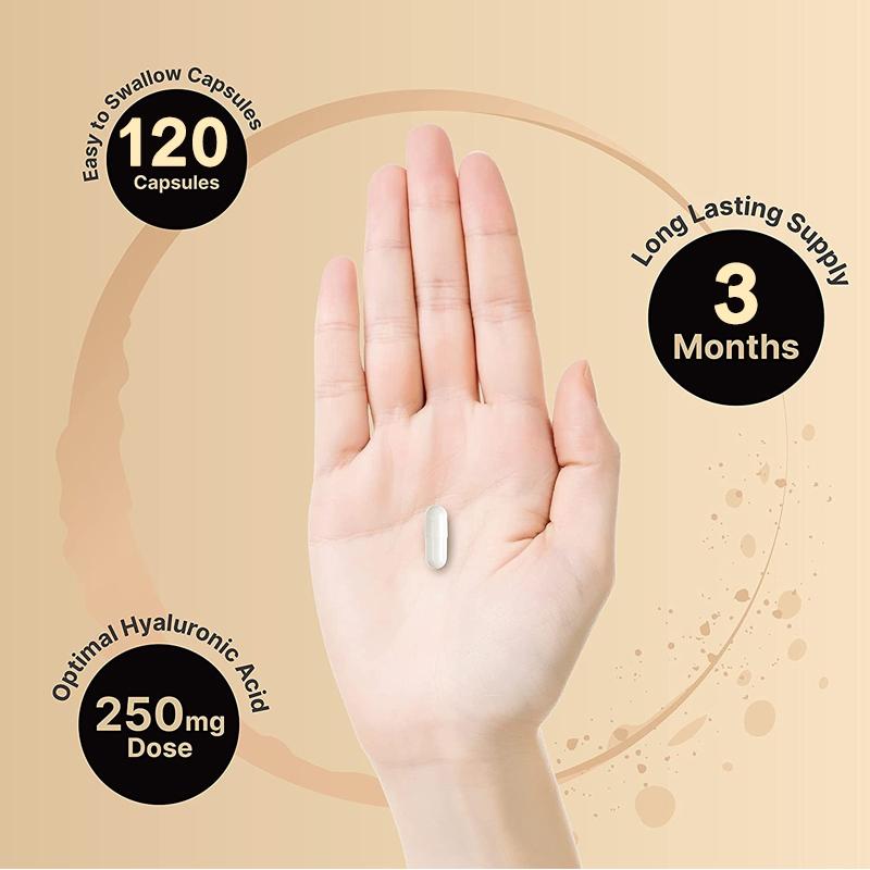 Integratore Alimentare di Acido Ialuronico, Con Vitamina C, Biotina, 120 Capsule Per Flacone