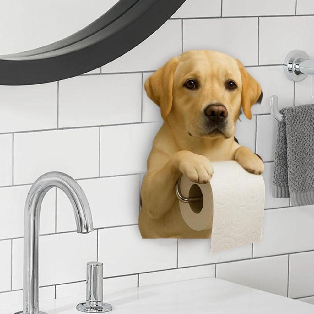 Resin Dog Toilet Paper Holder Decorative Space Saving Roll Paper Organizer 3D Dog Shape Multifunctional