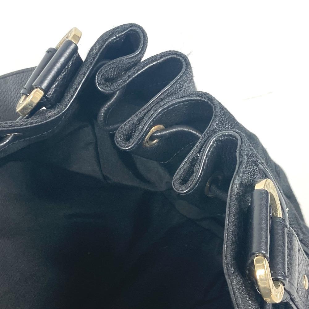 Bvlgari Logo Mania Bag Shoulder Bag Tote Bag Leather/Canvas Black/GoldHardware
