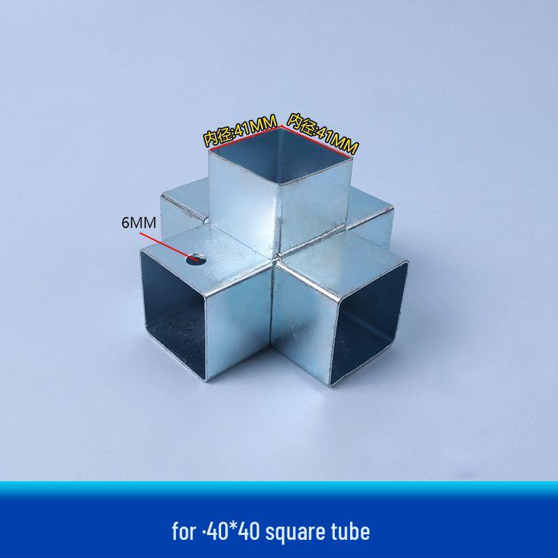 Galvanized Steel Wrought Iron Connector: Two/Three-Way Swivel Right Angle for Square Tubes.