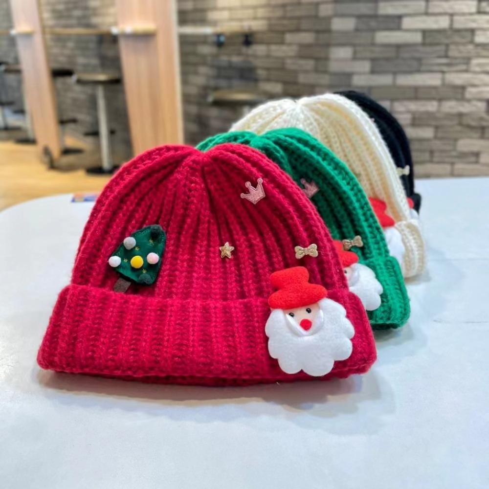 Soft Christmas Plush Cap Woven Thickened Brimless Cap Personality Big Pullover Hat  Winter