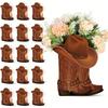 10 Set Western Cowboy Boots Flower Boxes Centerpiece Boot Shape Box Decorations Western Theme Party Boot Gift for Wedding Supplies(Brown, Classic)