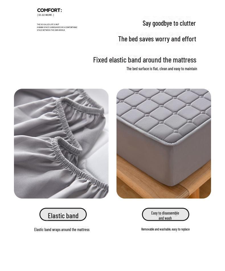 Thickened Brushed Non-Slip Waterproof Quilted Mattress Cover, for Autumn and Winter Warmth and Protection.