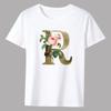 Men's Classic T-shirt Casual O-neck Golden Flower Lettern Printing Pattern Series Commuter All-match Breathable White Shirt