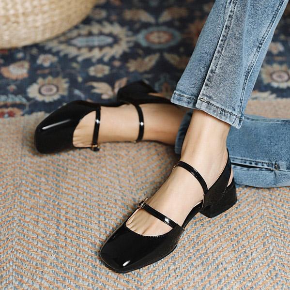  Patent leather women sandals ankle strap square toe sandals high heel shoes green