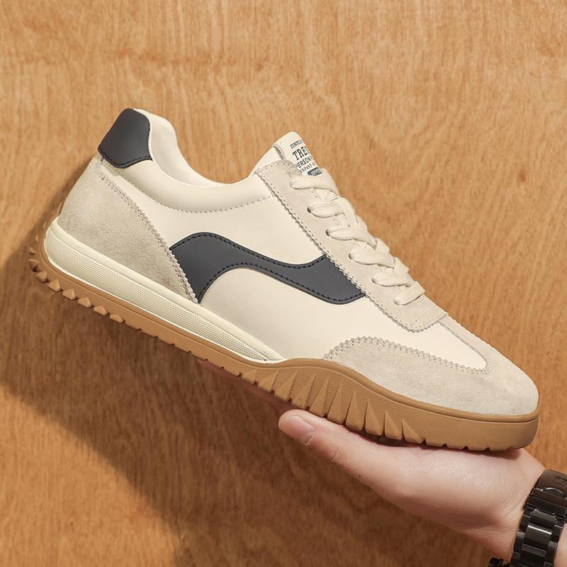 

Модная уличная спортивная обувь для ходьбы для мужчин Новая кожаная вулканизированная обувь Мужская обувь ручной работы Балетки Роскошные мужские модные кроссовки 38