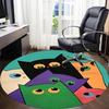 1 Stück bunte Katzen Büro runder Teppich, unter Bürostühlen Schlafzimmer Wohnzimmer Heimdekoration, Zimmer Deko
