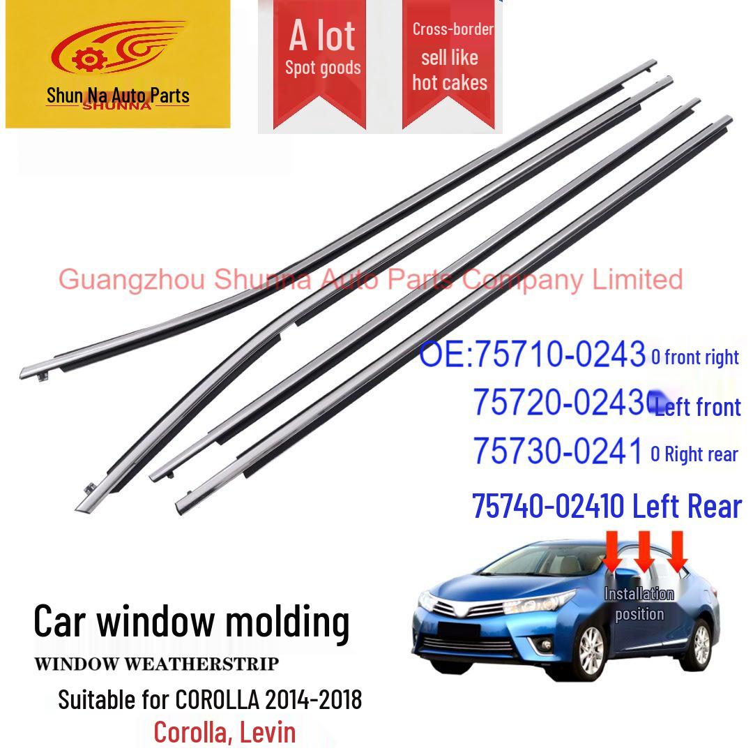 Toyota Corolla Levin Front & Rear Door Glass Weatherstrip: Models 75710-0430, 75730-02410. 75740-02410