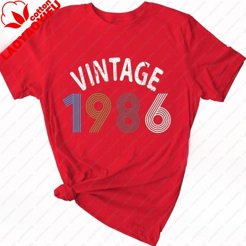 Ladies 2026 Vintage 40th Birthday Gifts For Wounisex 1986 Mum Dad Shirt Hipster Street Fashion Casual Style Printed Tshirt Tops