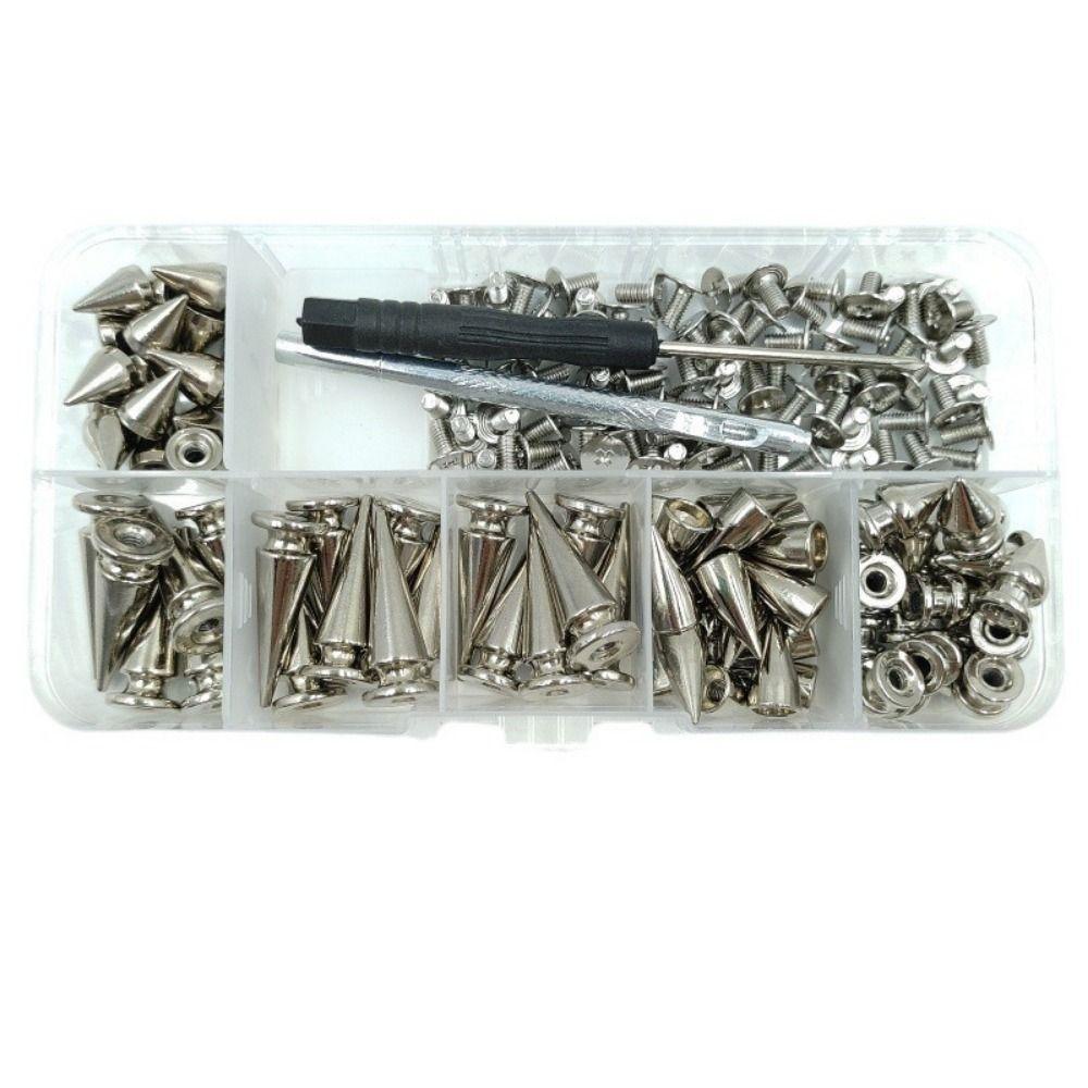 80 Sets Mixed Size Clothes Spikes Kit DIY Decoration Cone Screw Punk Rivet  Leather Craft