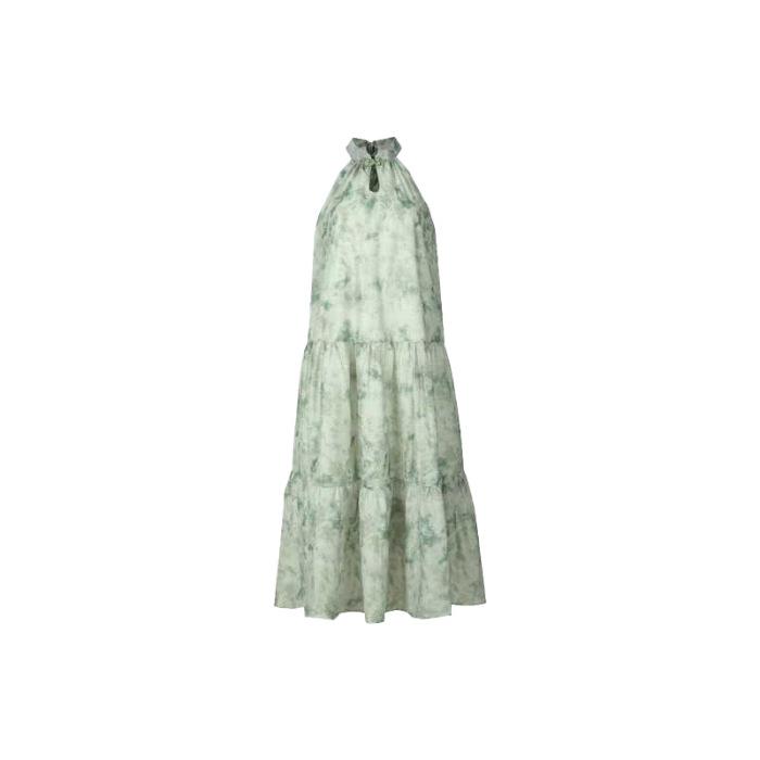 

New Chinese women s sleeveless neck-hanging dress, cool and relaxed in summer, wear a suspender green floral dress S