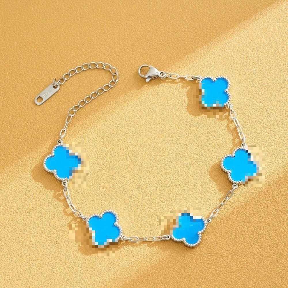 

Браслет из титановой стали высокого класса с подвеской в виде четырехлистного клевера из ракушки – Прочный, устойчивый к выцветанию дизайн