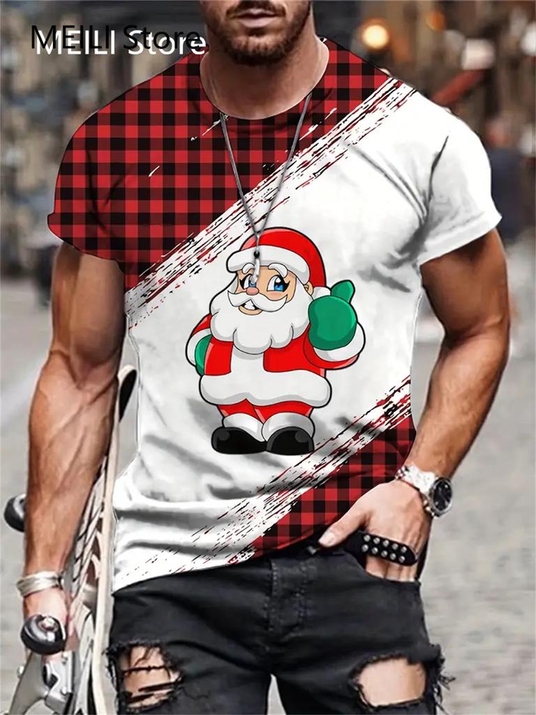 Christmas Unisex's T Shirt Funny 3d Santa Claus Print T Shirts Casual Pullover Short Sleeve Fashion Shirts Graphic Tees Sweatshirt