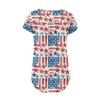 Women Tunic Tops Dressy Casual Summer Short Sleeve Shirts Loose Fit Pleated Boho Top Independence Day