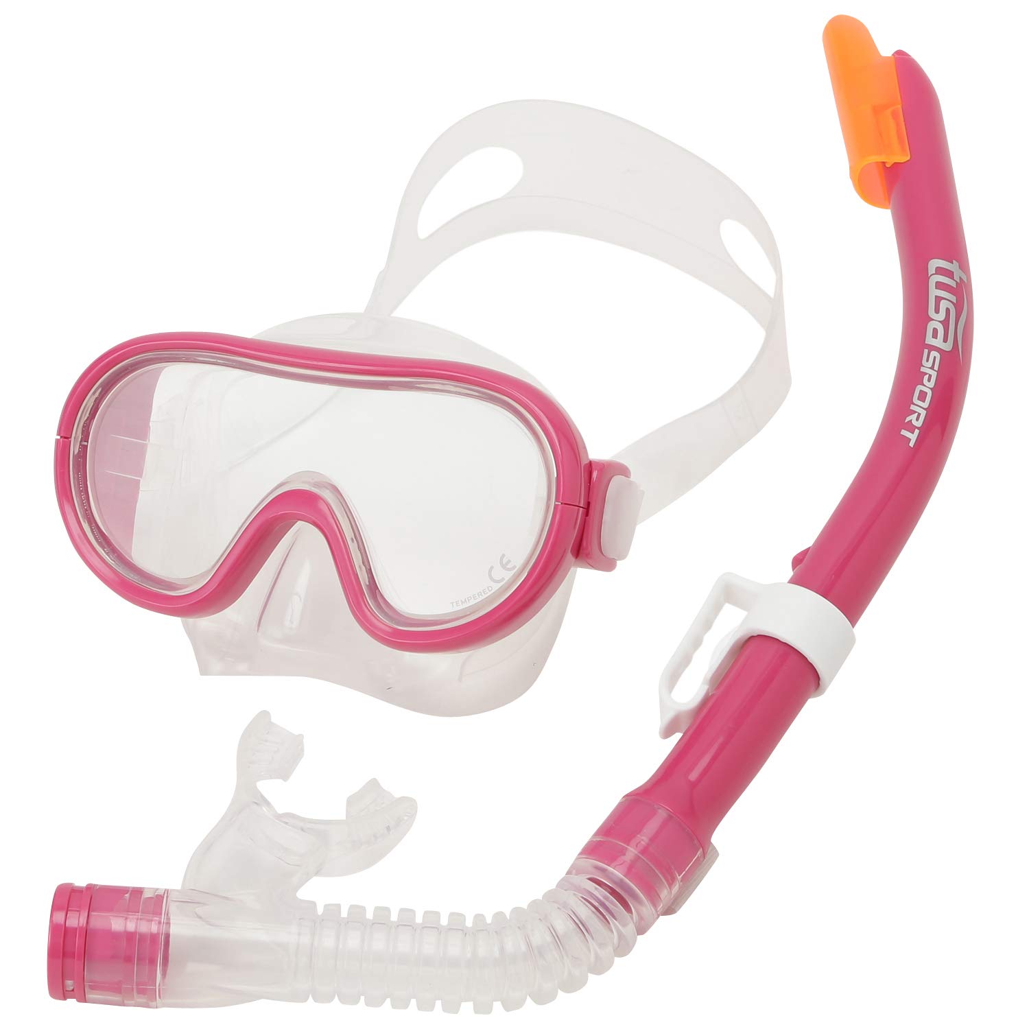 

tusaSPORT Silicone Snorkel Mask Set for Hot UC0201 HP 2-Piece Children, Pink,