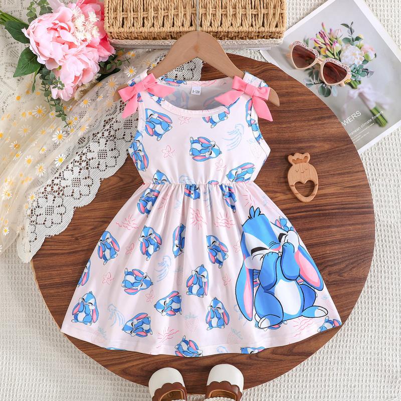 Girls' Vest Dress Children's Summer Sleeveless Dress Baby Cartoon Print Casual Dress