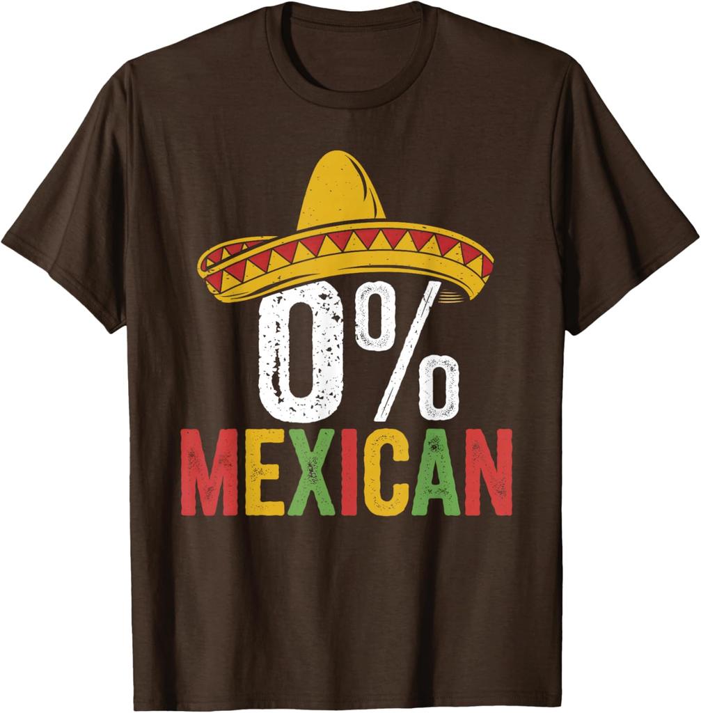 0 Percent Mexican Funny Sombrero Cinco De Mayo Graphic Print Cotton T-Shirt Men Casual