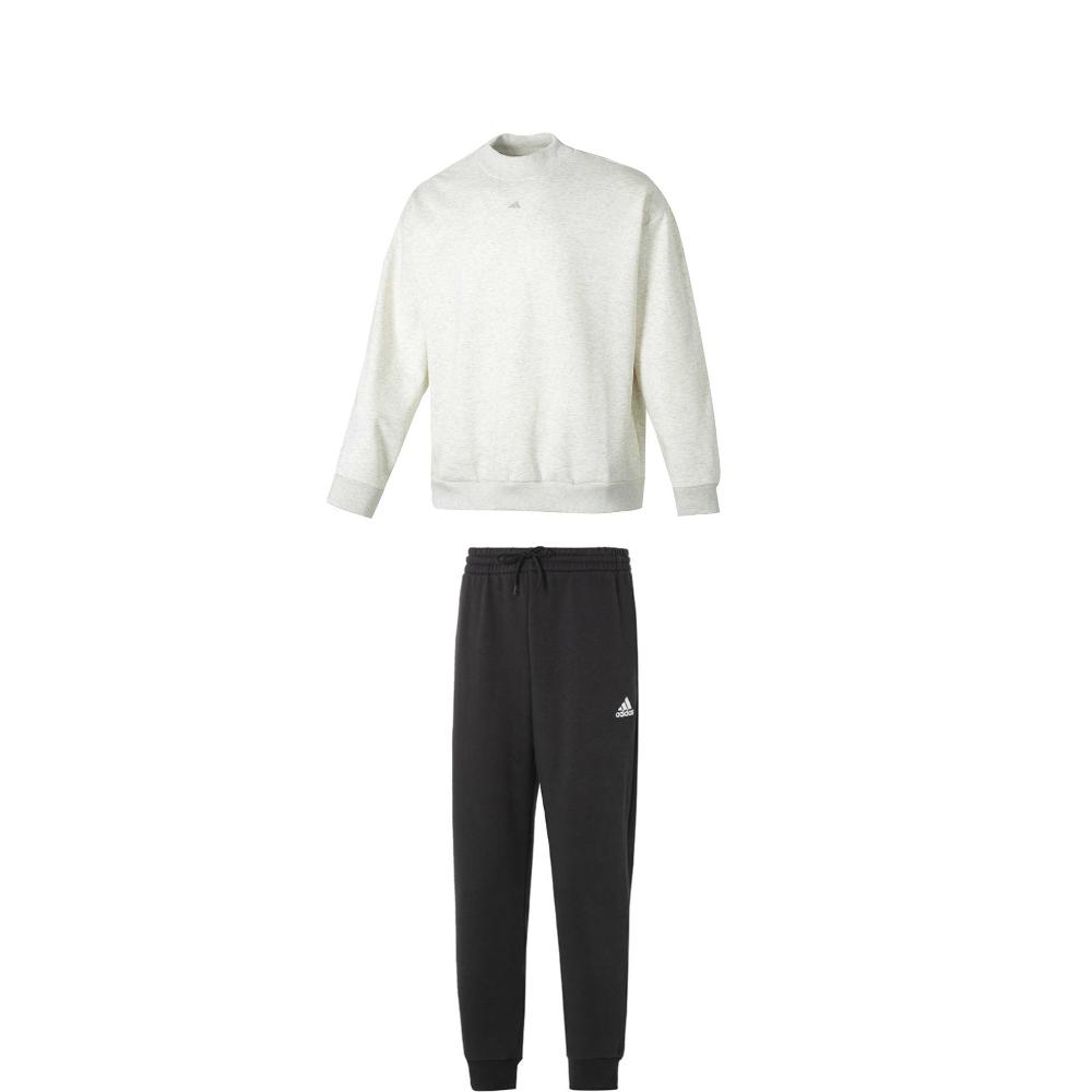 

Adidas Pullover Long Sleeve Crew Neck Sweatshirt With Drawstring Cuffed Fleece Pants Casual Sports Set Men Sets IX1965+IB4023 XL