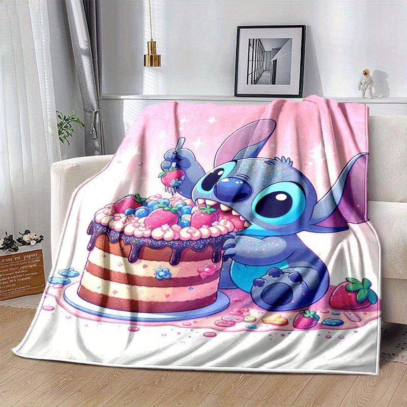1pc Stitch Printing Blanket - Soft, All-Season Throw for Living Room, Bedroom,Personalized Gift with Adorable Cartoon Design