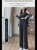 Women's Black High-Waist Wide-Leg Pants - 2024 Spring/Summer Collection: Versatile, Casual, Suit Trousers