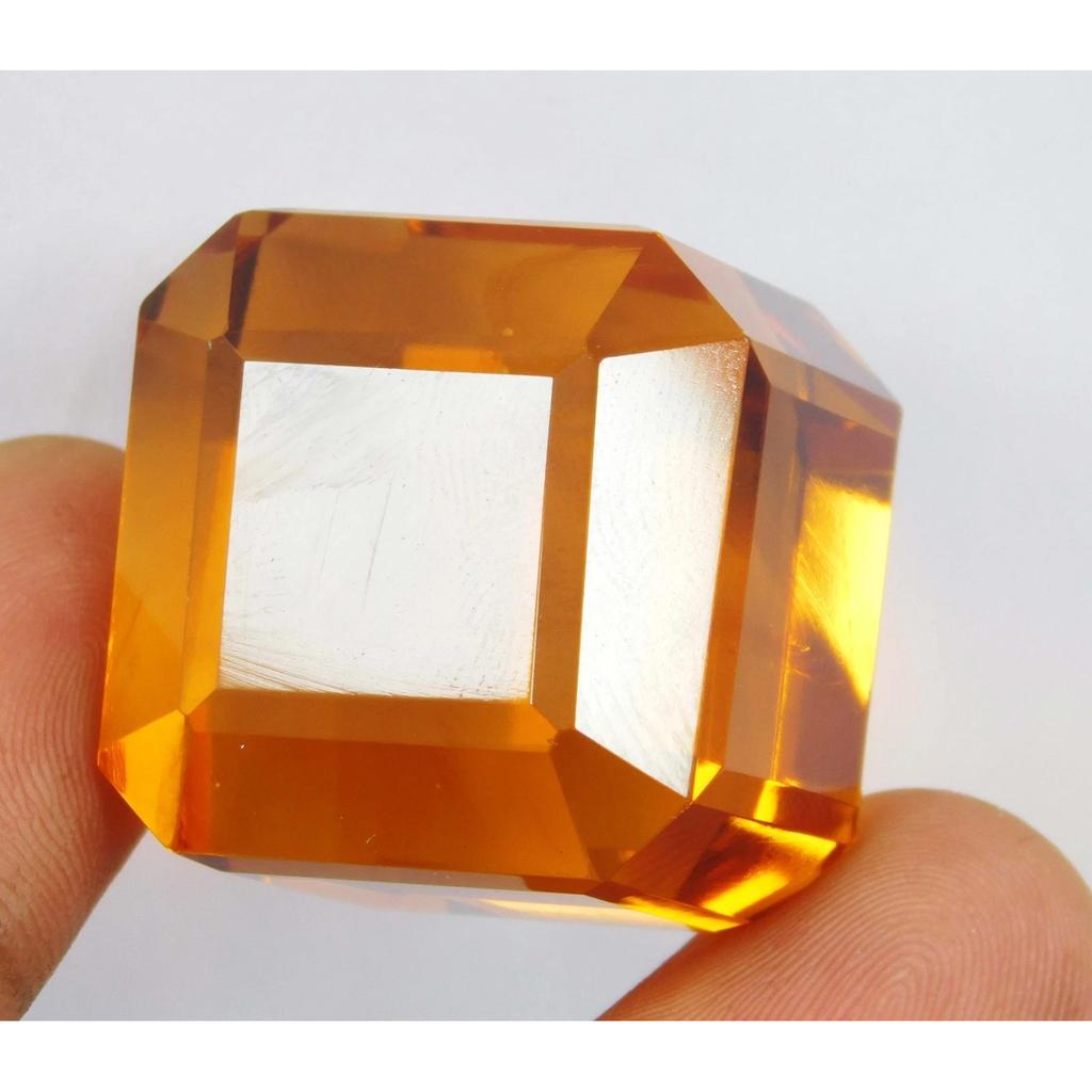 Natural 203.70 Ct Cube Cut Imperial Topaz Certified Loose Gemstone
