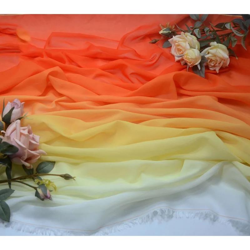 Gradient Color Organza Tulle Fabric 100D Chiffon Fabric for Diy Ancient Style Hanfu Dress Stage Dance Costume Drape Decor Craft