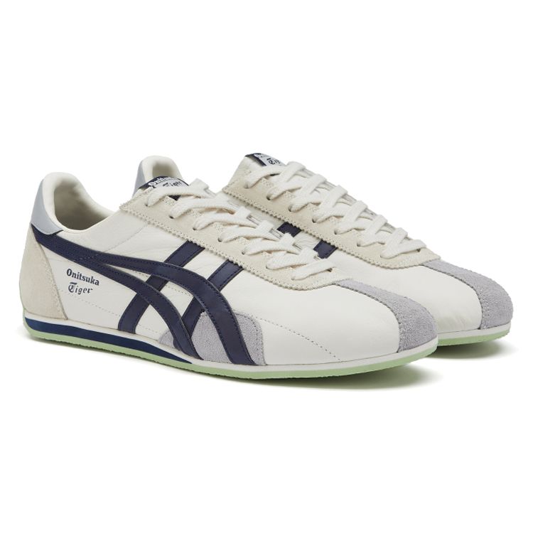 Onitsuka Tiger Runspark White Cream Navy Unisex Low Top Synthetic Leather Mesh Retro Running Sneakers 1183B480-103