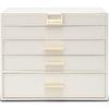 Vlando Large Capacity Jewelry Box with 4 Drawers for Small Items, Earrings, Necklaces, Rings, and Watches (Ivory)