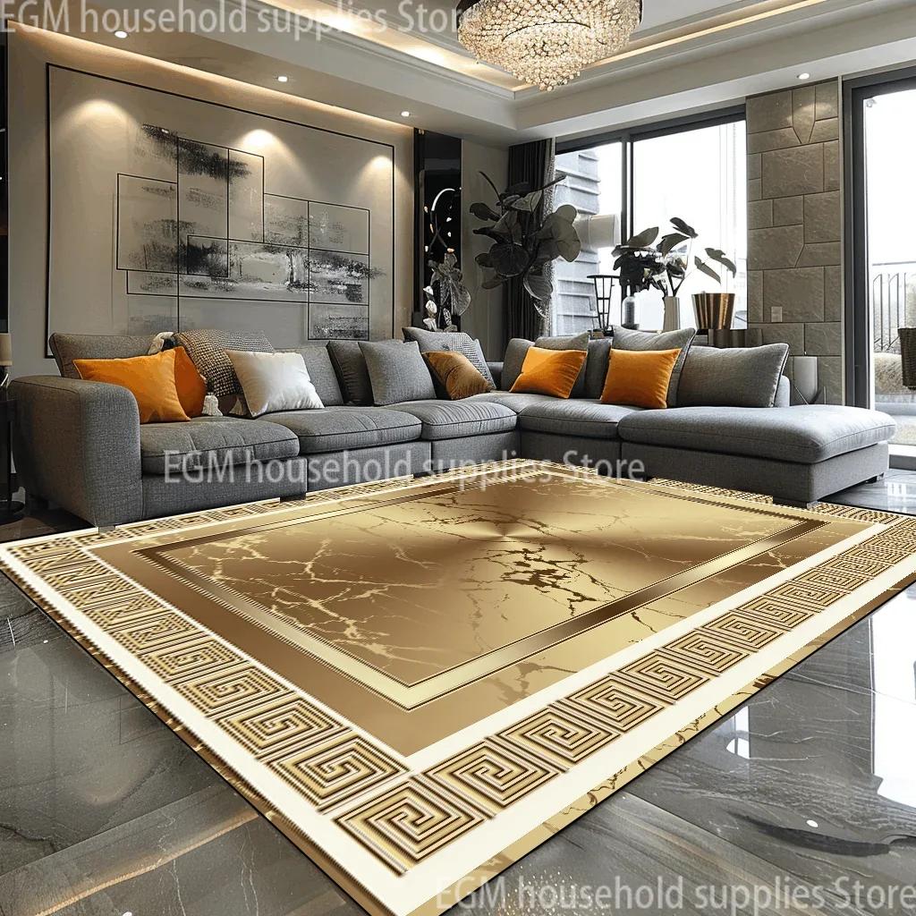 

Роскошные большие ковры в европейском стиле для гостиной, черно-золотой ковер для гостиной, дивана, нескользящий, легко чистящийся, коврик для журнальных столиков 200X300 160x230cm 63x90in