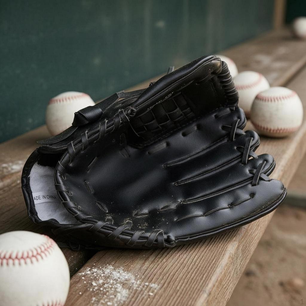 Baseball Glove PU Leather Fielding Deep Pocket Athletic Gear 10.5 Brown W Ball