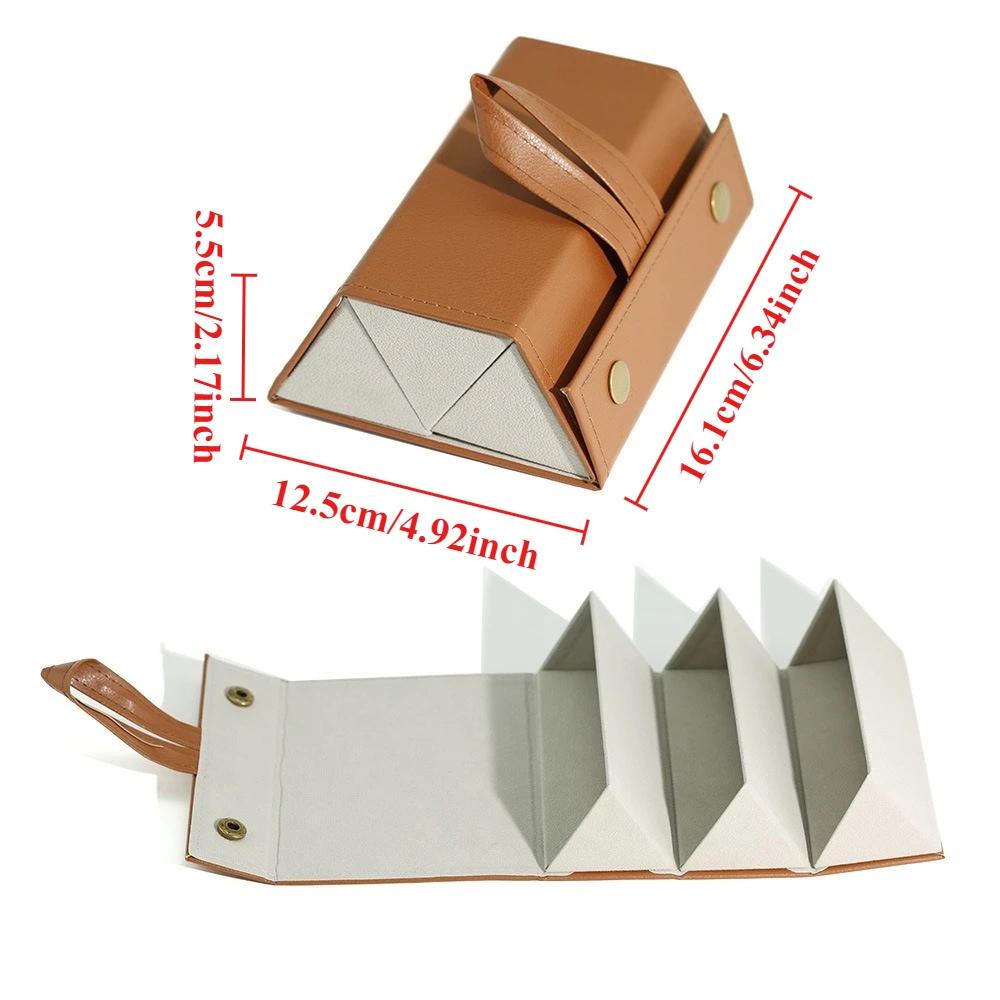 Portable Multi-Grid Foldable Glasses Organizer Travel Leather Eyeglasses Holder Display Storage Bags Jewelry Storage Organizer