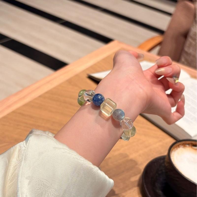 Natural Crystal Beaded Bracelet Vintage Style Men Women Fashion Jewelry