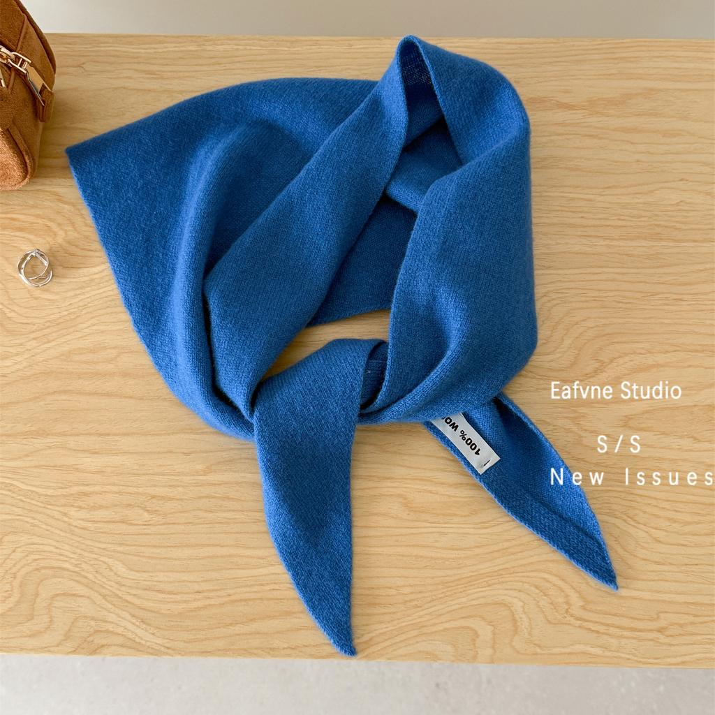 All wool Knitted Triangle Scarf Autumn and Winter Solid Color Versatile Shawl Vest Warm Shoulder Pads