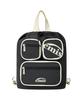 Emis Nylon Color-Block Backpack-Charcoal