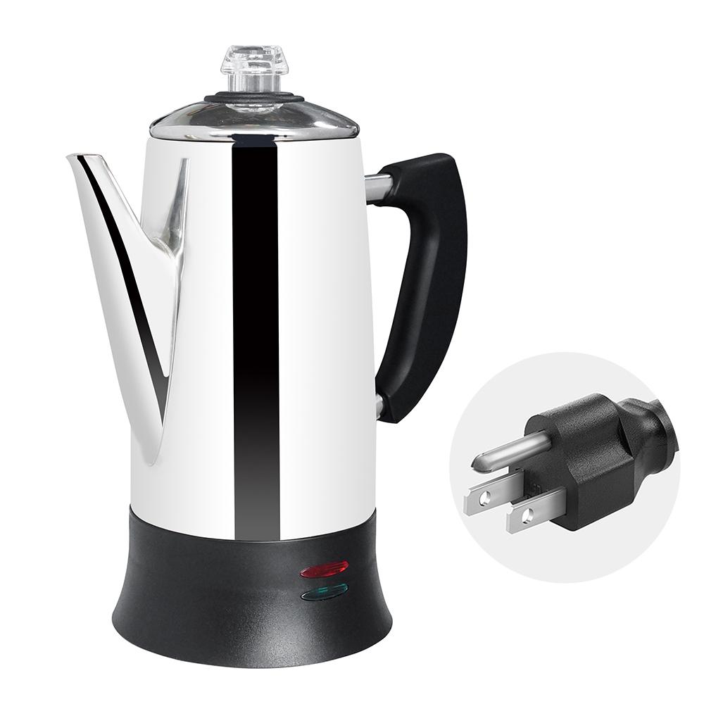Stainless Steel Electric Coffee Percolator 110v 220v Coffee Maker Pot Cafe  Maker Coffee Tools Gift for Coffee Lovers 12Cups