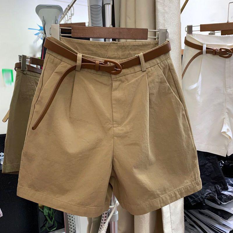 Women s High Waist Khaki Cotton A-Line Shorts - Summer Casual Wide Leg Workwear S 80-95 lbs