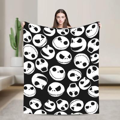 Jack Skellington Pattern Flannel Blanket The Nightmare Before Christmas Awesome Throw Blanket for  Sofa Bedding Lounge Bedspread
