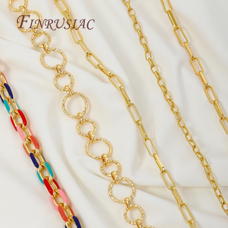 0.5-1 Meter 18K Gold Plated Brass Heart Chain,Bulk Cable Chains For Necklaces Accessories,DIY Jewelry Chains For Needlework