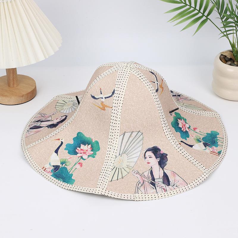 Hainan big edge hat straw hat foldable sunscreen sun hat outdoor fishing sunscreen non-woven folding double-layer hat