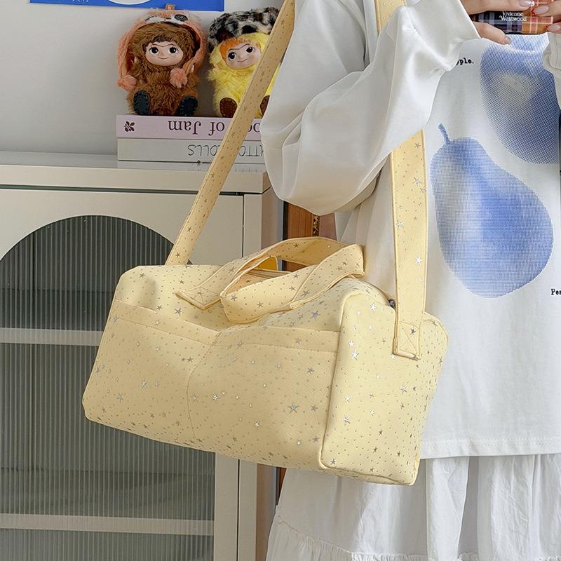 New Korean Star Sparkling Diamond Canvas Tote Bag Large Capacity Shoulder Portable Commuter Leisure Bag Women's Versatile Model