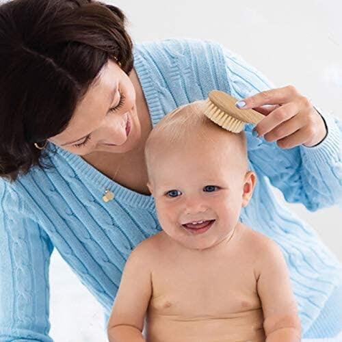 2-Piece Hairbrush Set with Wooden Handle, Baby Brush and Comb for Newborns and Toddlers, Made with Goat Hair and Natural Wood for Scalp Massage, Perfe