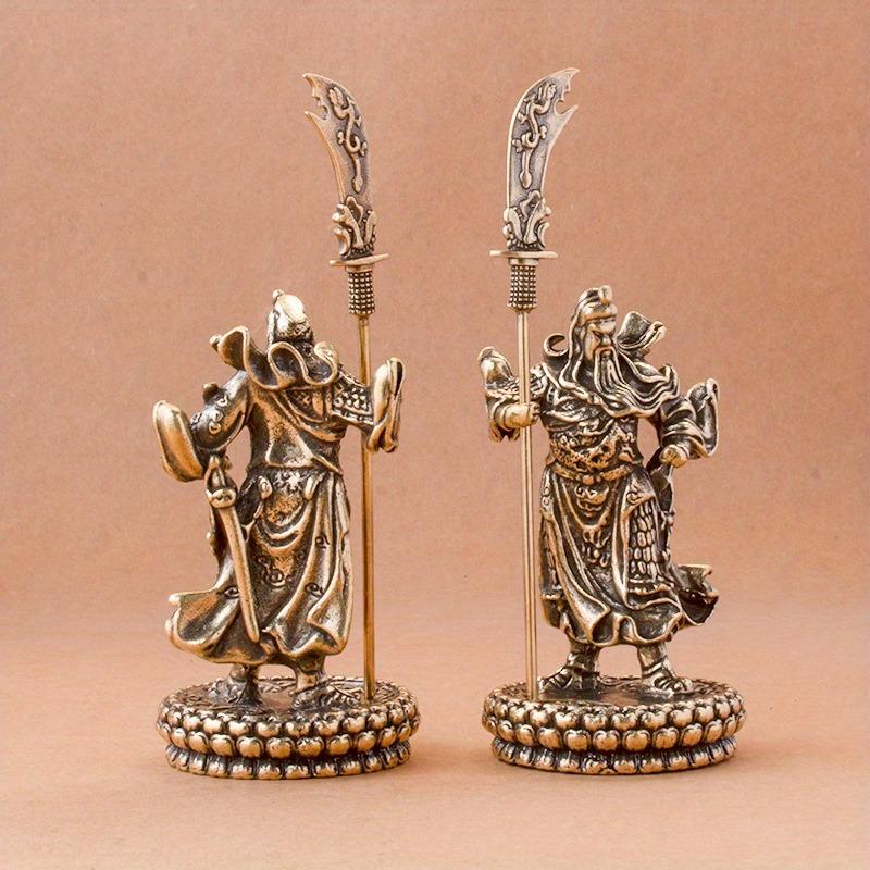 1 stück Kupfer Chinesische Feng Shui Guan Gong Statue Gott des Krieges Antike Skulptur Hause Dekoration Feng Shui Ornament Schreibtisch Dekor handwerk