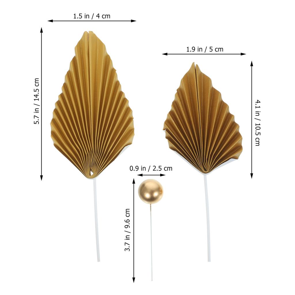 1Set Palm Leaves and Foam Balls Cupcake Toppers Birthday Cake Decorations Wedding Party Dessert Picks Adorable Lovely Cake Palm