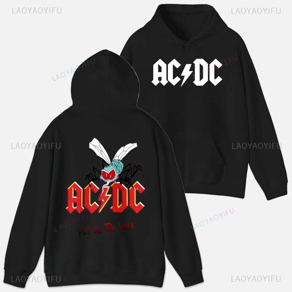 ACDC Printed Unisex Hoodie Plain Clothes Tops Women Long Sleeve Graphic Sweatshirt Quality Clothing Autumn Streetwear Custom Funny