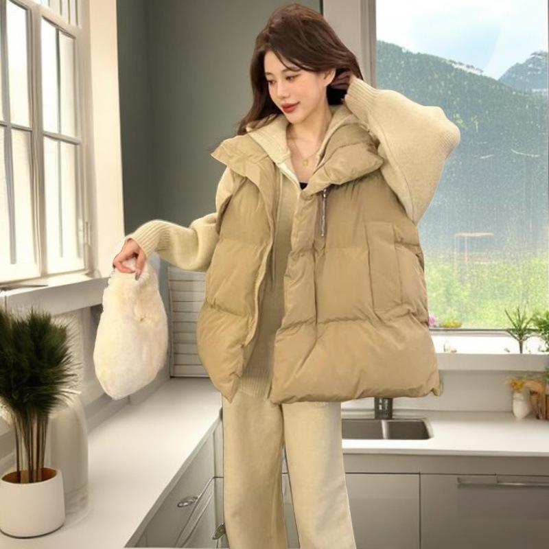 Women's European Style Sleeveless Down Cotton Padded Jacket - Versatile Autumn/Winter Fashion Vest
