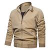 Jacket Men's Spring and Autumn Pure Color Washed Cotton Retro Loose Plus Size Casual Jacket